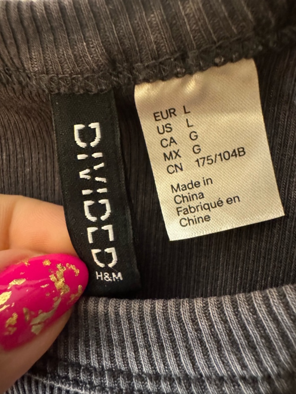 H&M Charcoal Ribbed Tank Top - Dark Gray Sleeveless - Picture 3 of 3